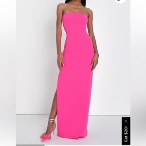Lulu's Vibrant Pink Strapless Dress